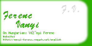 ferenc vanyi business card